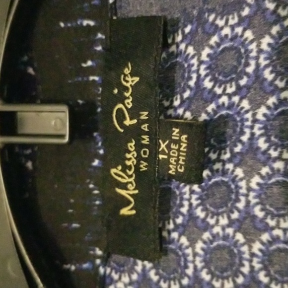 Melissa Paige Blouse/Tunic size 1X, multi blue colors - Picture 2 of 9